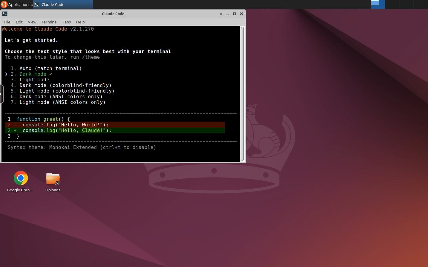 Claude Code opened from its desktop icon