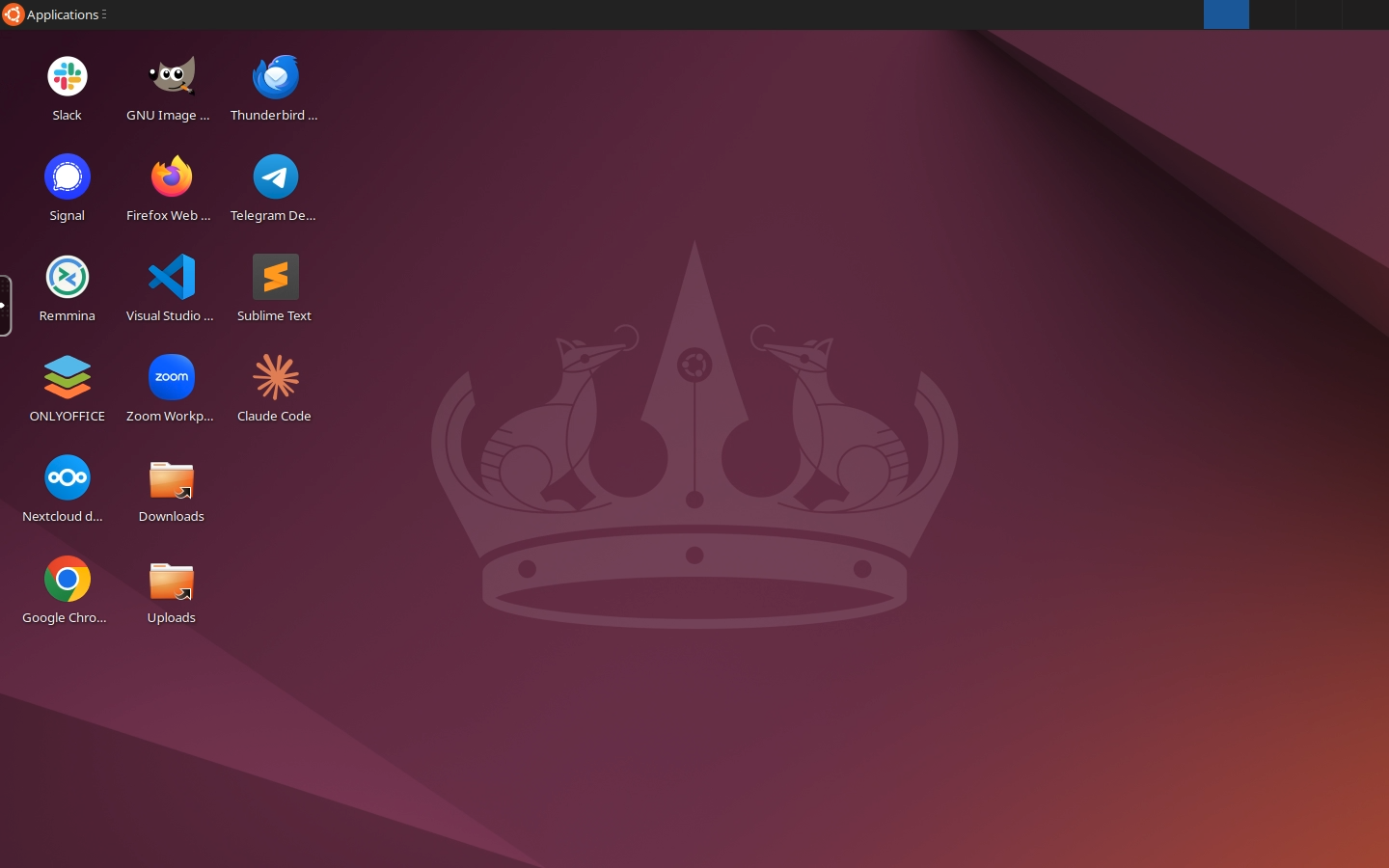 Ubuntu Claude Code Desktop (GUI) running in the browser, with the Claude Code launcher on the desktop