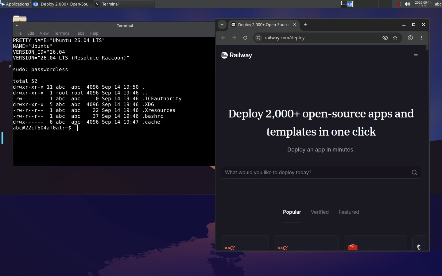 Ubuntu desktop with a terminal and Chromium open